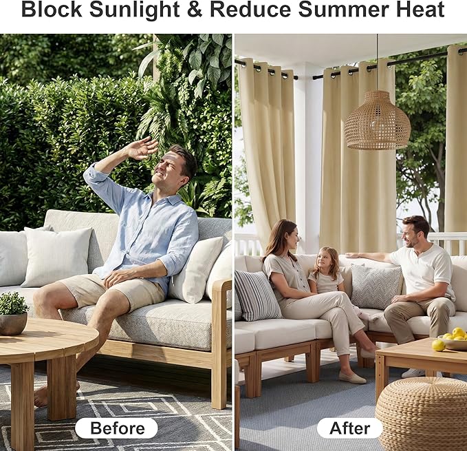 RYB HOME Extra Wide Outdoor Curtains - Image 2