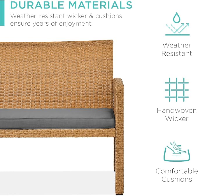 Best Choice Products 4-Piece Outdoor Wicker Patio Conversation Furniture Set - Image 3