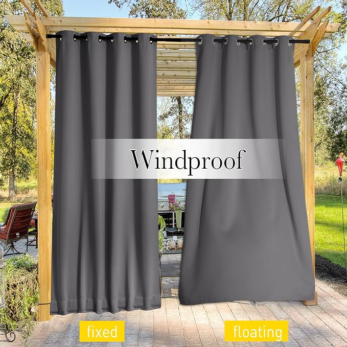 NICETOWN 2 Panels Outdoor Curtains Waterproof Extra Long 108" - Image 8