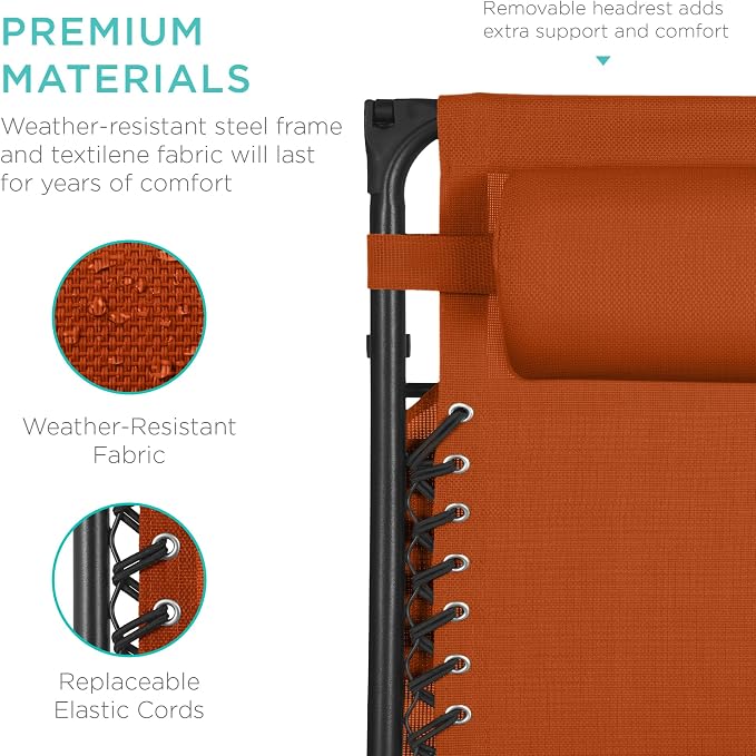 Best Choice Products 30” Wide Folding Zero Gravity Outdoor Recliner Patio - Image 7