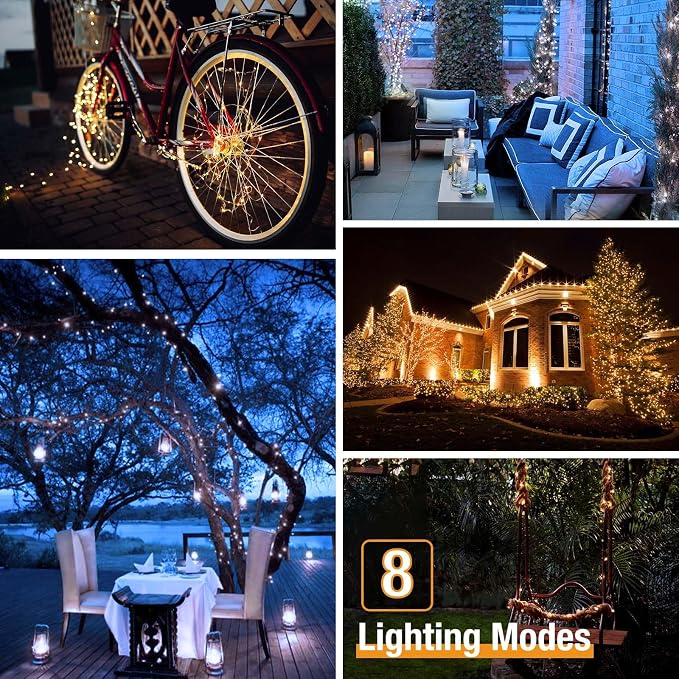 btfarm 2 Pack Solar String Lights Outdoor - Image 4