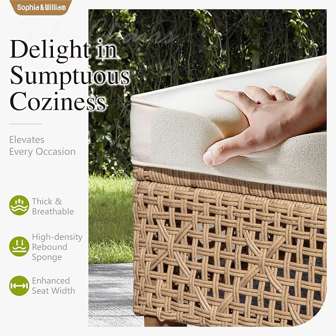 Sophia & William Outdoor Rattan Sofa Set - Image 4