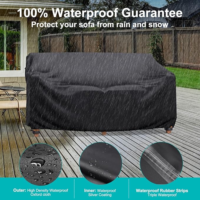 Heavy Duty Patio Sofa Cover, Waterproof 3-Seater Outdoor Couch Cover Patio - Image 4