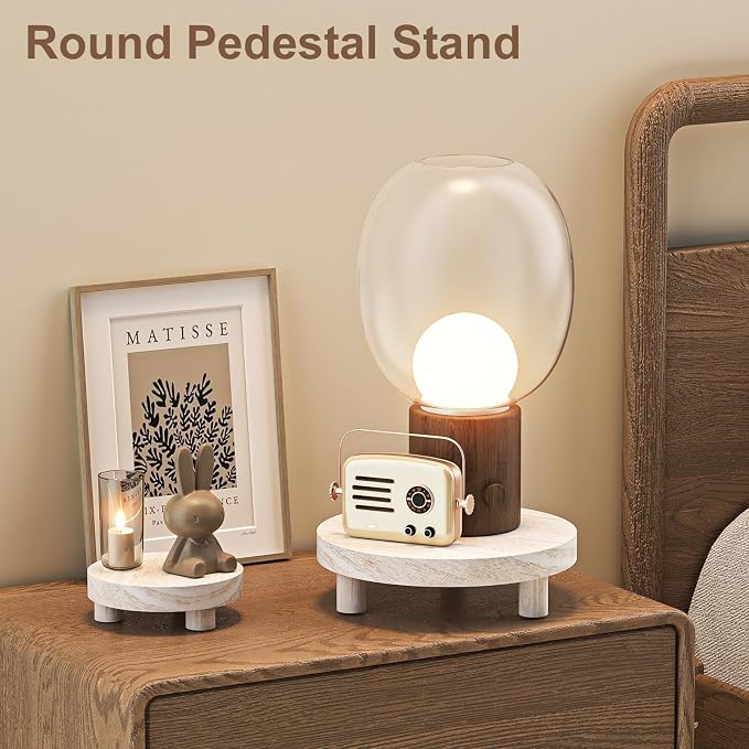 3 Pcs Wood Plant Stand Indoor Outdoor, Round Wood Riser - Image 5