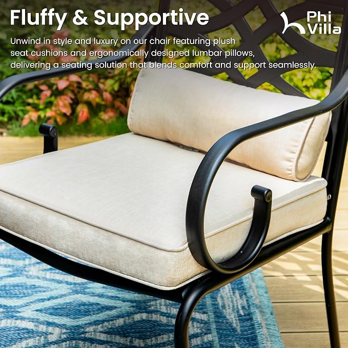 PHI VILLA 7 Pcs Patio Dining Set, Outdoor Table Chair Set - Image 7