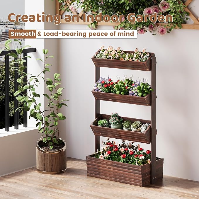 FILWH Wooden Raised Garden Bed Vertical Planter Box, Freestanding Plant Stand - Image 5