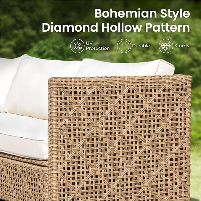 PHI VILLA Sectional Outdoor Couch, Small Patio Furniture Set - Image 3