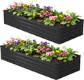 8x2x1ft Galvanized Raised Garden Bed, Outdoor Planter Box Metal Patio Kit by Foxlang