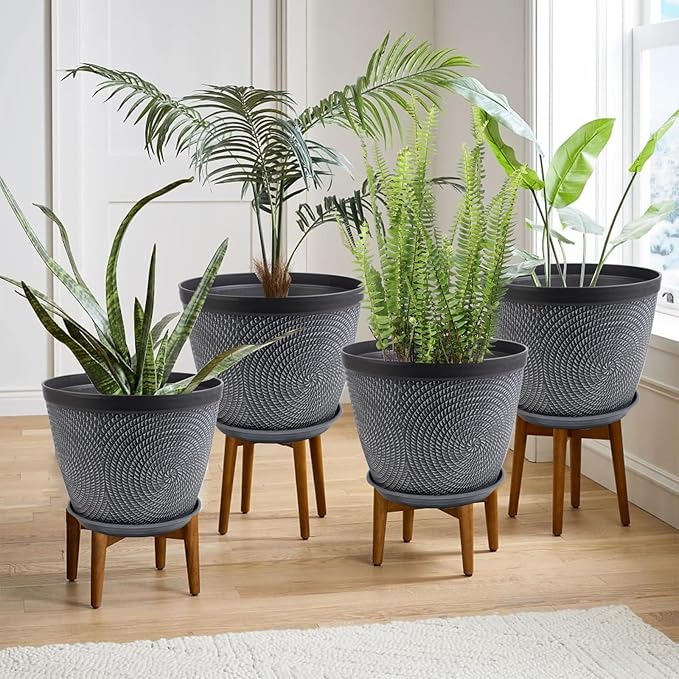 Quarut 4 Pack 8 Inch Flower Pots Planters - Image 5