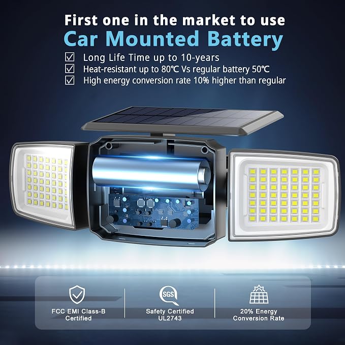 Solar Security Light Outdoor Super Bright LED, Motion Sensor Flood Light - Image 4