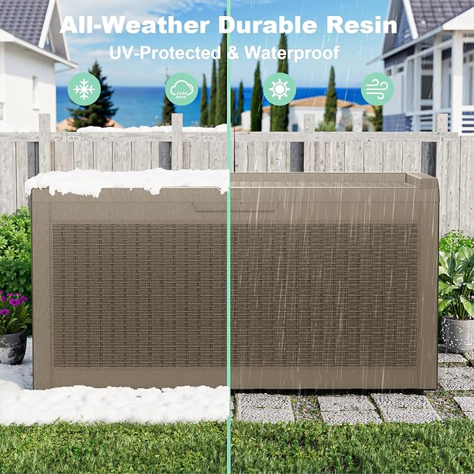 ROJIK Outdoor Storage Housing Deck Box, Waterproof Patio Furniture, Garden Tools - Image 4