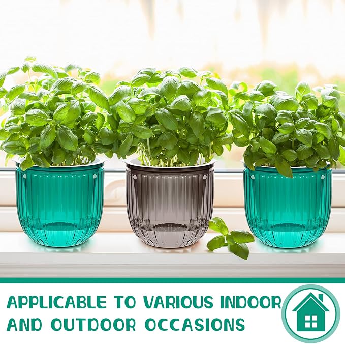 Meanplan 4 Pcs Self Watering Hanging Planter Indoor 6.5 Inch Hanging Baskets - Image 6