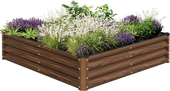SnugNiture Galvanized Raised Garden Bed 4x4x1FT Outdoor Large Metal Planter Box by snugniture