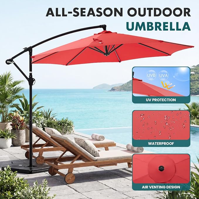 OLIXIS Offset Patio Umbrella, 9.7FT Cantilever Table Umbrellas - Image 2