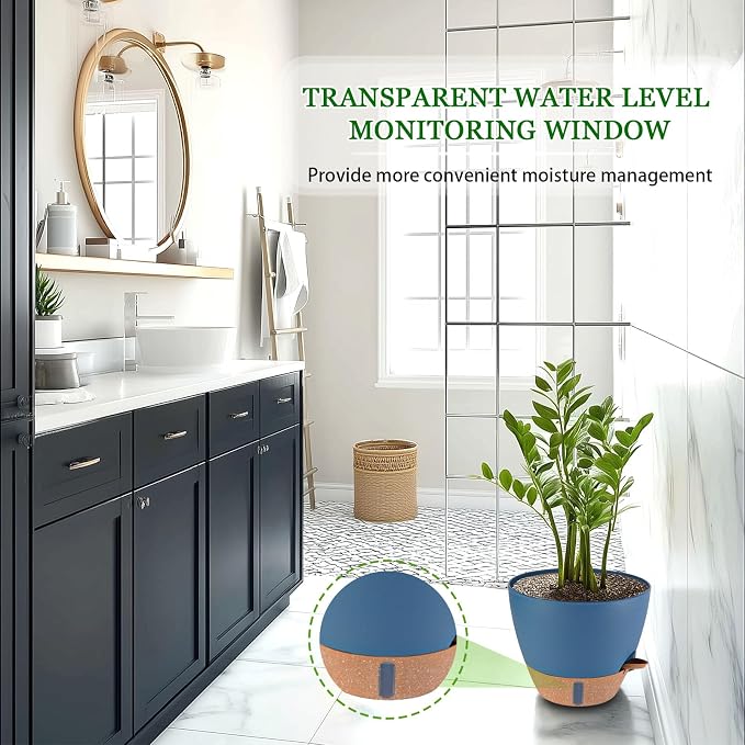 2 Pack 10 inch Plant Pots, Plastic Self Watering Planters - Image 4
