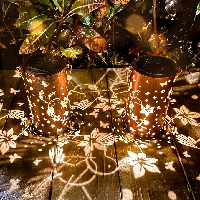 2 Pack Solar Lanterns Outdoor Waterproof Hummingbirds Birthday Gifts - Image 8