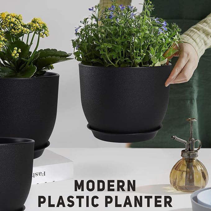 Plant Pots 10/9/8/7.5/7 inch Set of 5, Flower Pots - Image 6