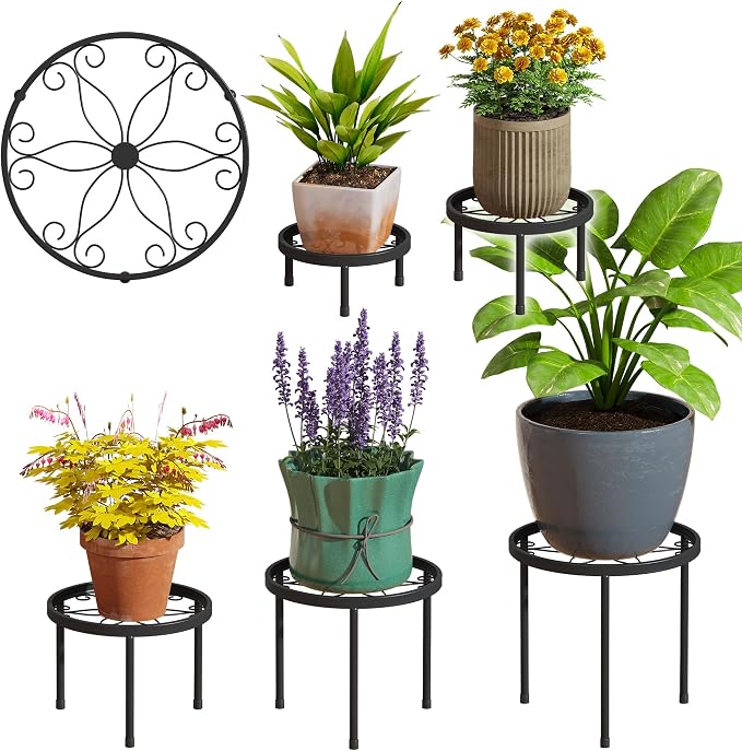 Plant Stand Indoor Outdoor 5 Pack Heavy Duty Metal Stand Multiple Plants by FILWH