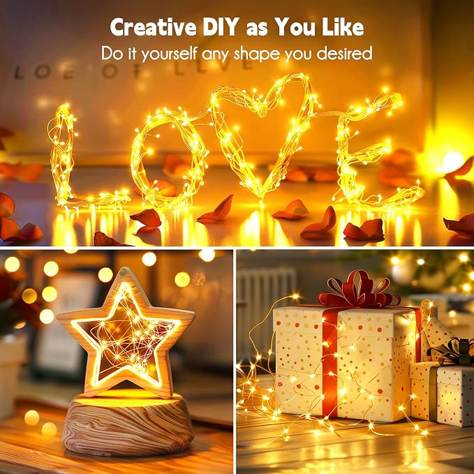 2Pack Fairy Lights Plug in, 33Ft 100 LEDs Waterproof Silver Wire Firefly Lights - Image 5