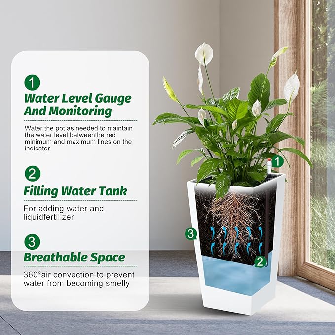 Garvee 16" Tall Planters Set of 4, Outdoor＆Indoor Black Planter Pots, High - Image 5