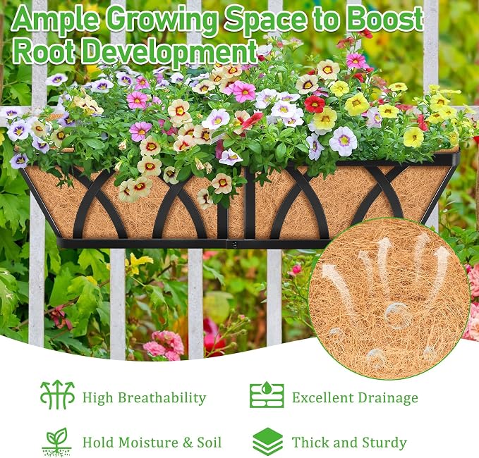 Riare 2 Pack 24 Inch Metal Railing Planter Window Box - Image 6