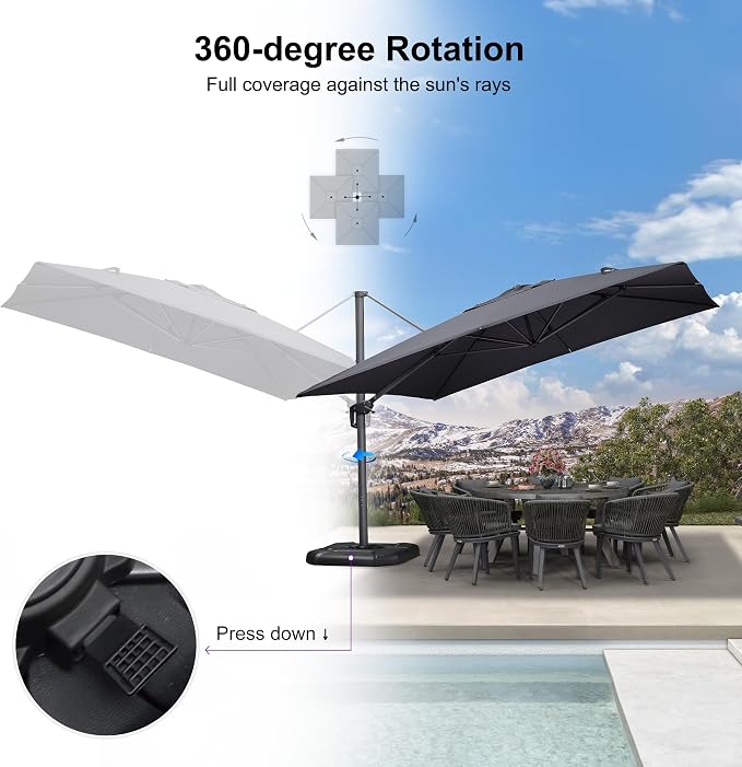 PURPLE LEAF 11.5' X 11.5' Telescopic Patio Umbrella - Image 6
