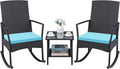 Greesum 3 Pieces Patio Furniture Set Outdoor Wicker Rocking Chairs by BuynowfromGreesum