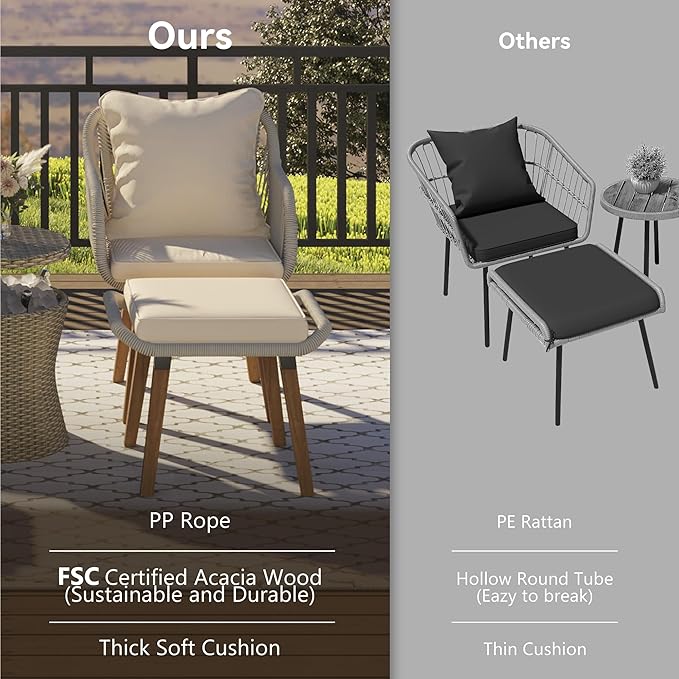 Merax 5 Pieces Patio Furniture Chair Sets, Patio Conversation Set - Image 5