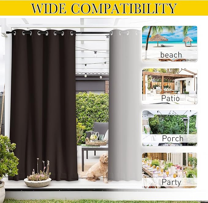 NICETOWN 2 Panels Weighted Outdoor Curtains - Image 7