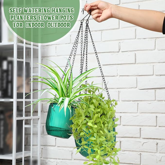 Maxcheck 4 Pcs Self Watering Hanging Planters Indoor Gift 6.5'' 4.5'' Hanging - Image 3