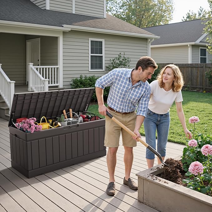 Flamaker Outdoor Storage Box 80 Gallon Resin Waterproof Deck Box Delivery Box - Image 7