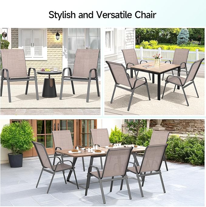 Patio Chairs Set of 4, Easily Set Up Stackable Outdoor Dining Chairs - Image 8