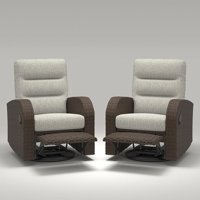 LayinSun Oversized Wicker Outdoor Swivel Glider Recliner - Image 8