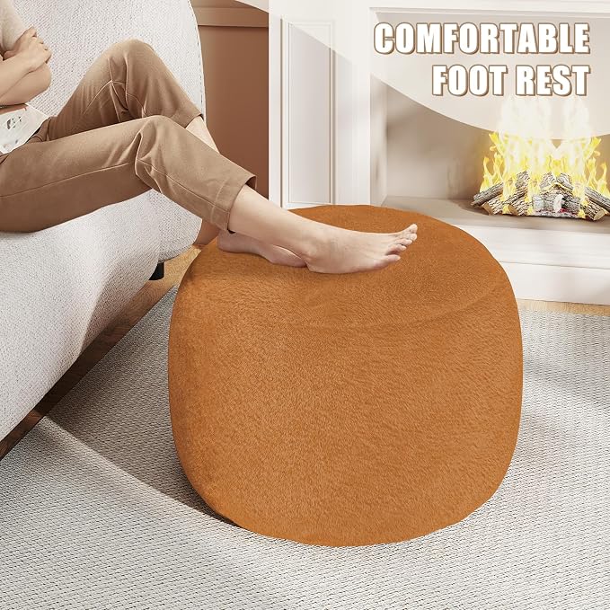 Round Stuffed Pouf Ottoman for Foot Rest, A Round Modern Foam Filled Poufs - Image 4