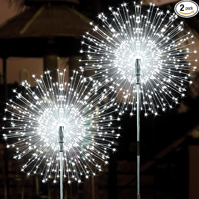 JJGoo Solar Firework Lights, 2 Pack 150 LEDs 2 Lighting Modes Solar Lights by JJGoo