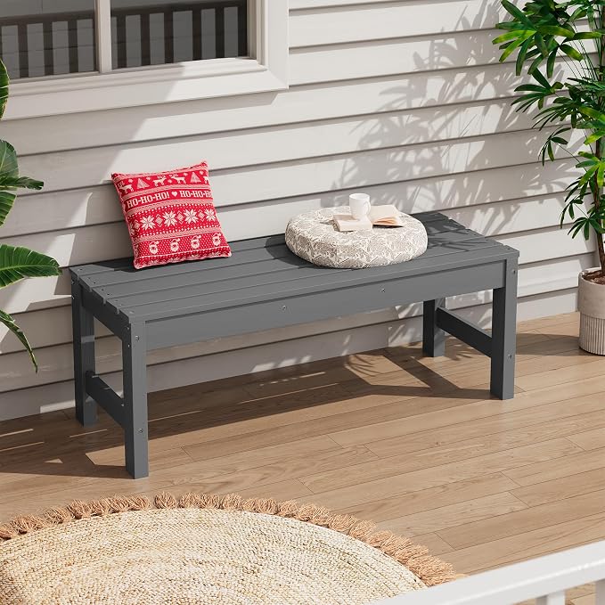SERWALL 47 Inches Outdoor Bench, All Weather HDPE Backless Bench - Image 9