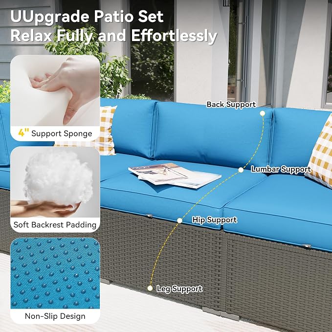 Aoxun Patio Furniture Set with Fire Pit Table, 12 Piece Outdoor Sectional Sofas - Image 2