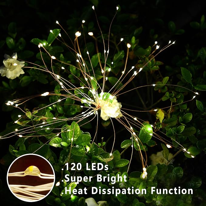 4 PCS Solar Firework Light, Outdoor Solar Garden Decorative Lights 120 LED - Image 7