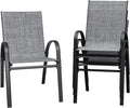 Flamaker Patio Chairs Stackable Dining Chairs Set of 4 Metal and Teslin Outdoor by Flamaker