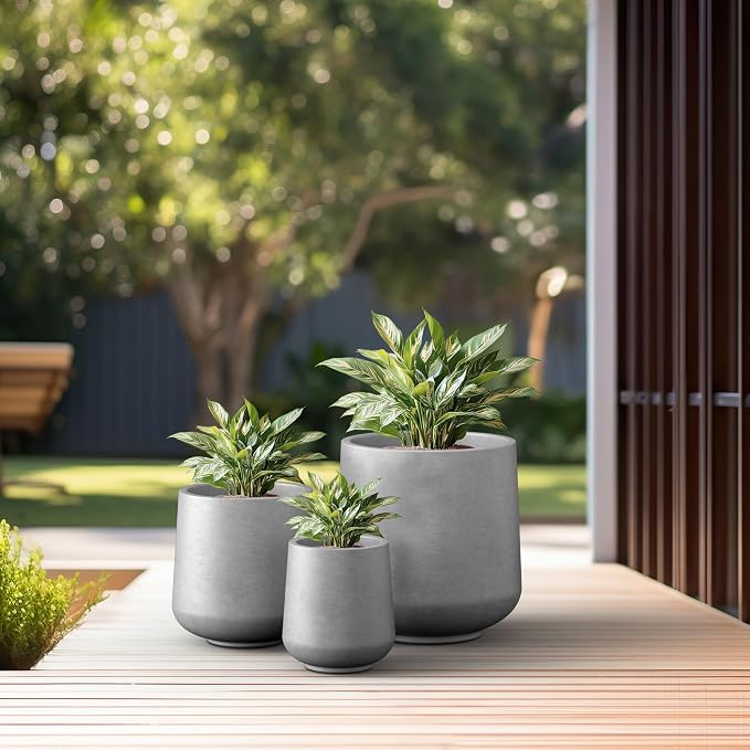 Kante 15.3"+11.6"+8.2" Dia Round Concrete Planter, Large Outdoor Indoor Planter - Image 4
