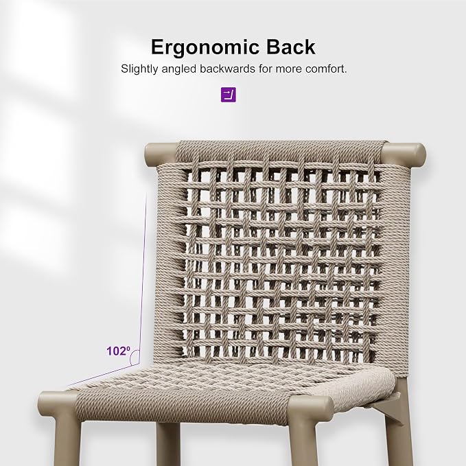 PURPLE LEAF Outdoor Counter Height Stools Set of 4 Aluminum Wicker Bar Stool - Image 7
