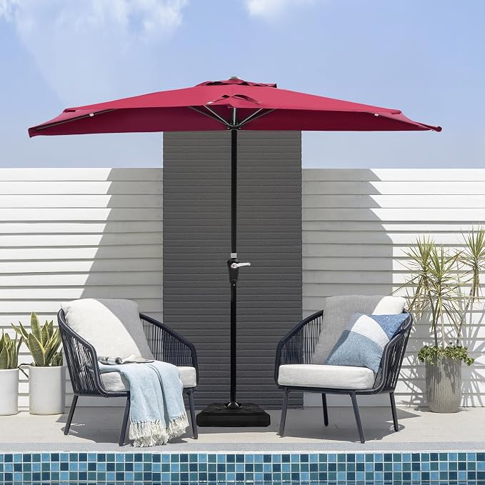 OLIXIS Half 9Ft Umbrella Outdoor Patio, Scalloped Patio Umbrella - Image 6