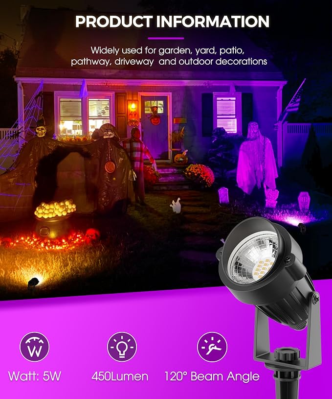 L LOHAS LED Tree Spotlight Outdoor, Auto On/Off 5W 120V Landscape Lighting - Image 9