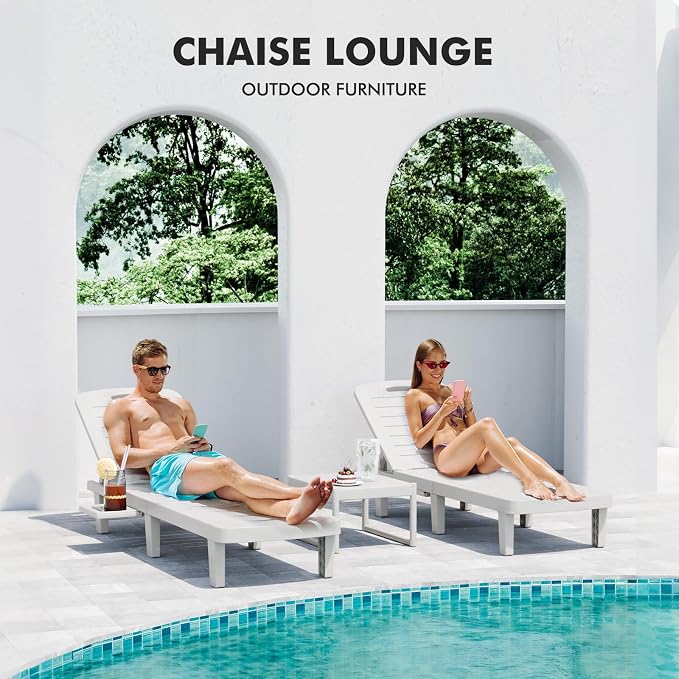 WACASA Outdoor Chaise Lounge Chairs Set of 2, Oversized Lounge Chairs - Image 3