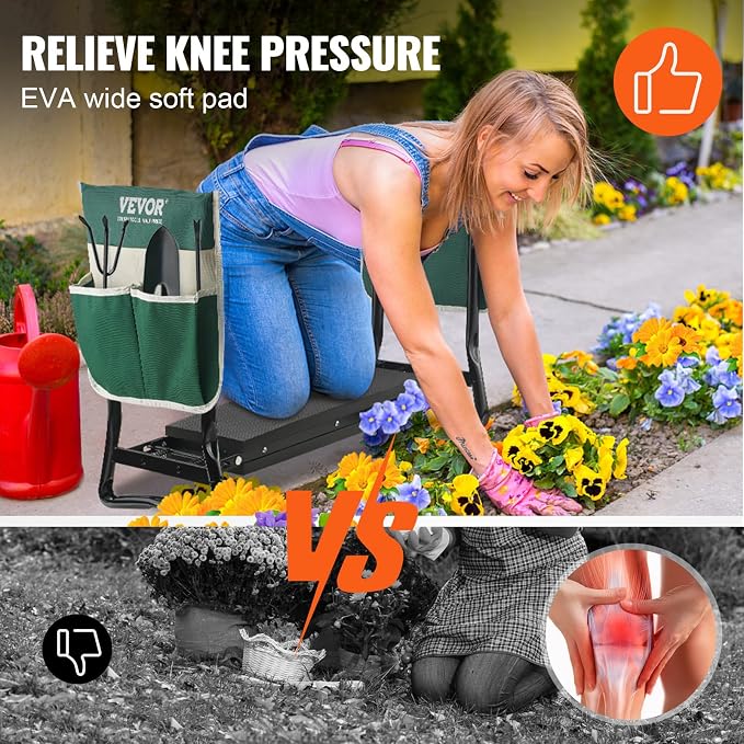 VEVOR Garden Kneeler and Seat, 330 lbs Load Capacity, Foldable Garden Stool - Image 4
