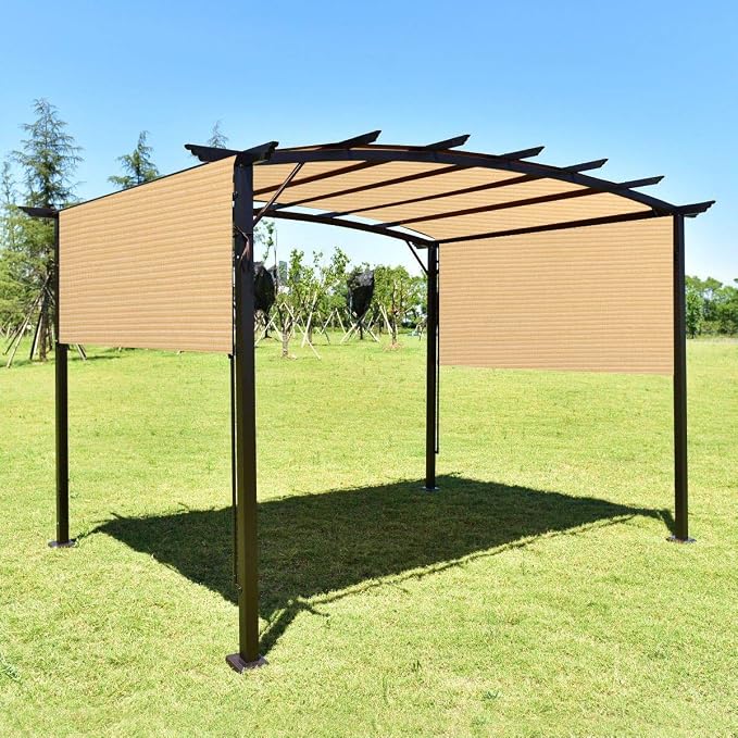 Eden's Decor Straight Flat-Edged Sun Shade Sail Rectangular 4' x 19' Beige - Image 5
