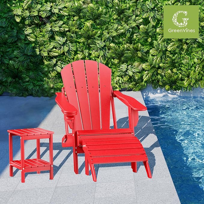 GREENVINES Adirondack-Outdoor-Side-Table | 14 x 13 Inches | HDPE Plastic | All - Image 2