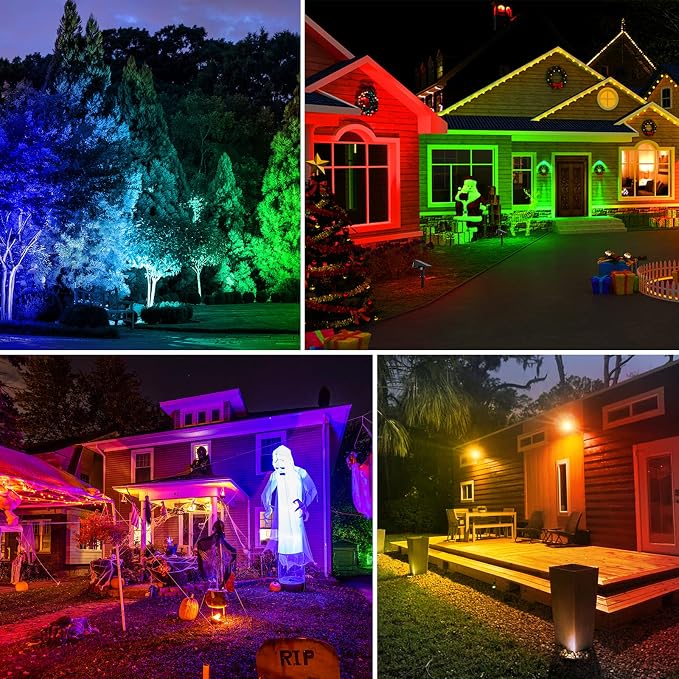 T-SUNUS RGB Solar Landscape Spotlights Christmas, Color Changing Spot Lights - Image 5