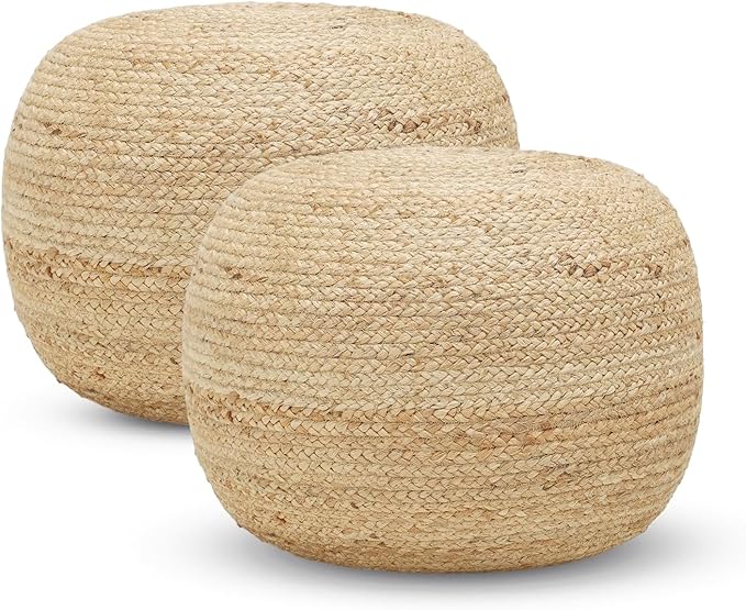REDEARTH · Jute Circular Pouf Ottoman by REDEARTH