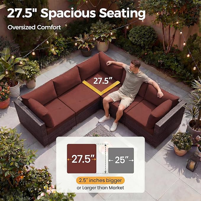 NICESOUL 7 Piece Modular Outdoor Furniture Set - Image 6